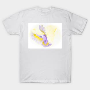 Flying cockatoo yellow and purple - wild bird watercolor painting T-Shirt